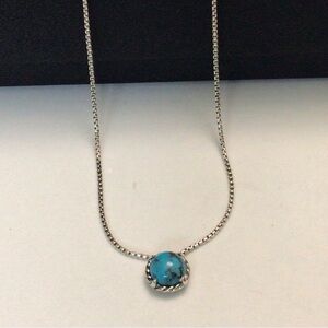 David Yurman 8mm Petite Chatelaine Turquoise Pendant Necklace Sterling NWT